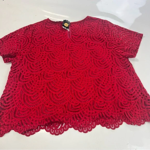 Chicwe women’s red shirt sleeve top 4X m138-17 - Picture 3 of 3